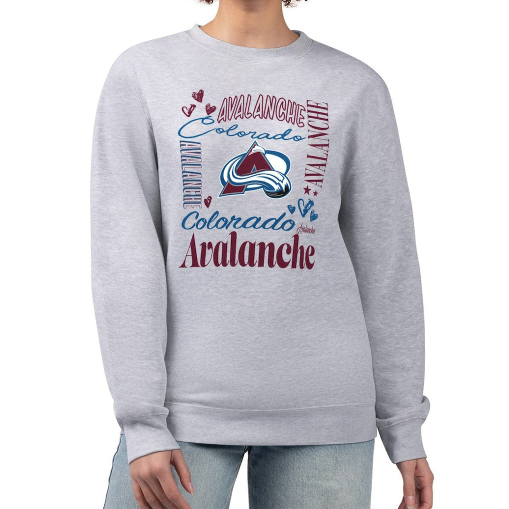 Colorado Avalanche - G-III 4Her by Carl Banks Women's Collage Graphic Fleece Long Sleeve Pullover Sweatshirt Heather Gray