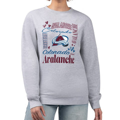 Colorado Avalanche - G-III 4Her by Carl Banks Women's Collage Graphic Fleece Long Sleeve Pullover Sweatshirt Heather Gray