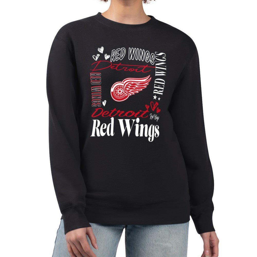 Detroit Red Wings - G-III 4Her by Carl Banks Women's Collage Graphic Fleece Long Sleeve Pullover Sweatshirt Black