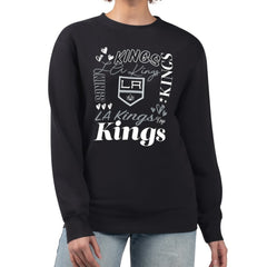 Los Angeles Kings - G-III 4Her by Carl Banks Women's Collage Graphic Fleece Long Sleeve Pullover Sweatshirt Black