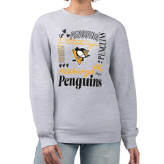 Pittsburgh Penguins G-III 4Her by Carl Banks Women's Collage Graphic Fleece Long Sleeve Pullover Sweatshirt Heather Gray