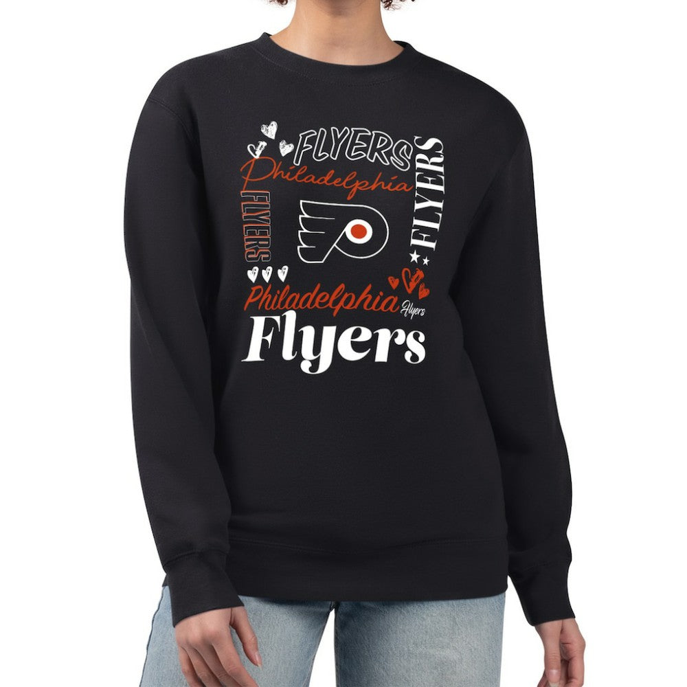 Philadelphia Flyers - G-III 4Her by Carl Banks Women's Collage Graphic Fleece Long Sleeve Pullover Sweatshirt Black