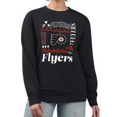 Philadelphia Flyers - G-III 4Her by Carl Banks Women's Collage Graphic Fleece Long Sleeve Pullover Sweatshirt Black