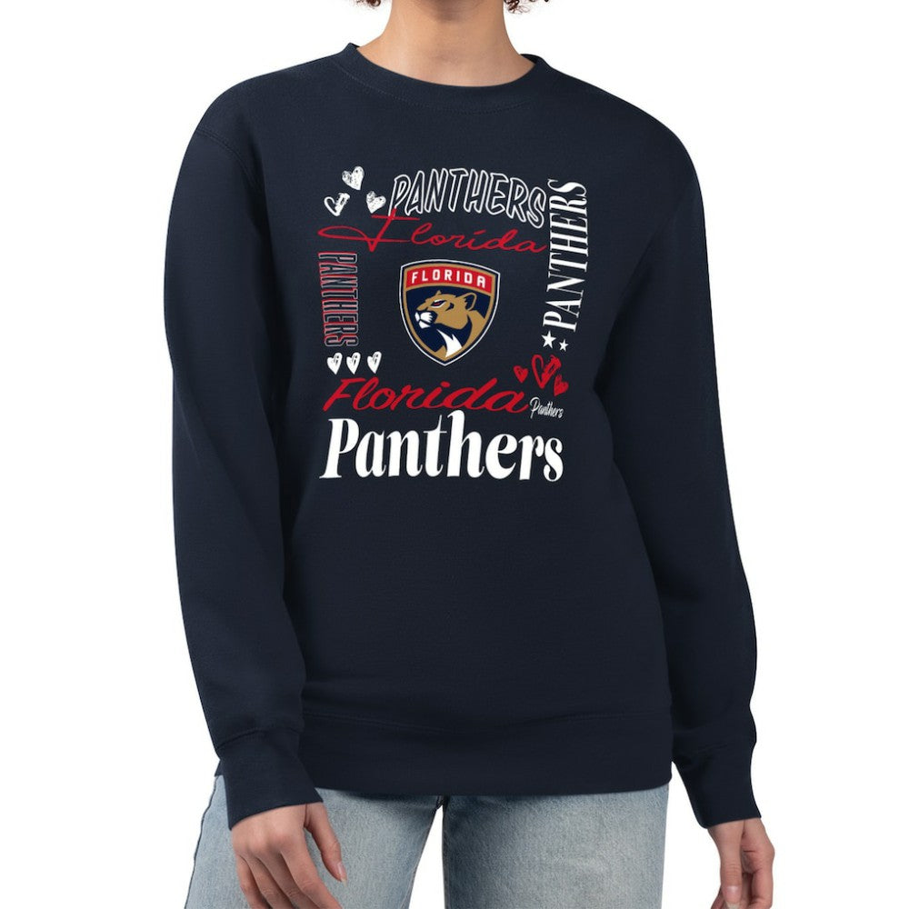 Florida Panthers - G-III 4Her by Carl Banks Women's Collage Graphic Fleece Long Sleeve Pullover Sweatshirt Navy