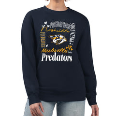 Nashville Predators - G-III 4Her by Carl Banks Women's Collage Graphic Fleece Long Sleeve Pullover Sweatshirt Navy