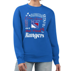 New York Rangers G-III 4Her by Carl Banks Women's Collage Graphic Fleece Long Sleeve Pullover Sweatshirt Blue