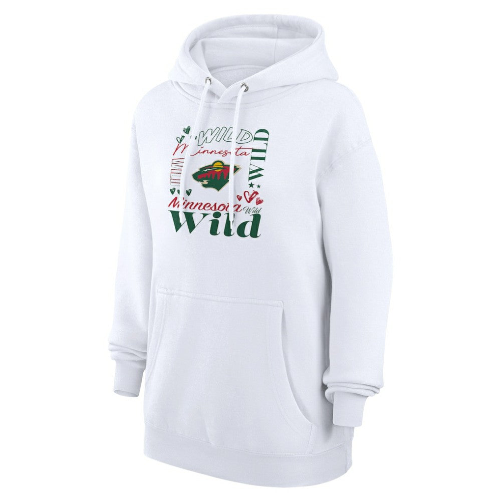 Minnesota Wild - G-III 4Her by Carl Banks Women's Collage Team Graphic Tri-Blend Fleece Pullover Hoodie White