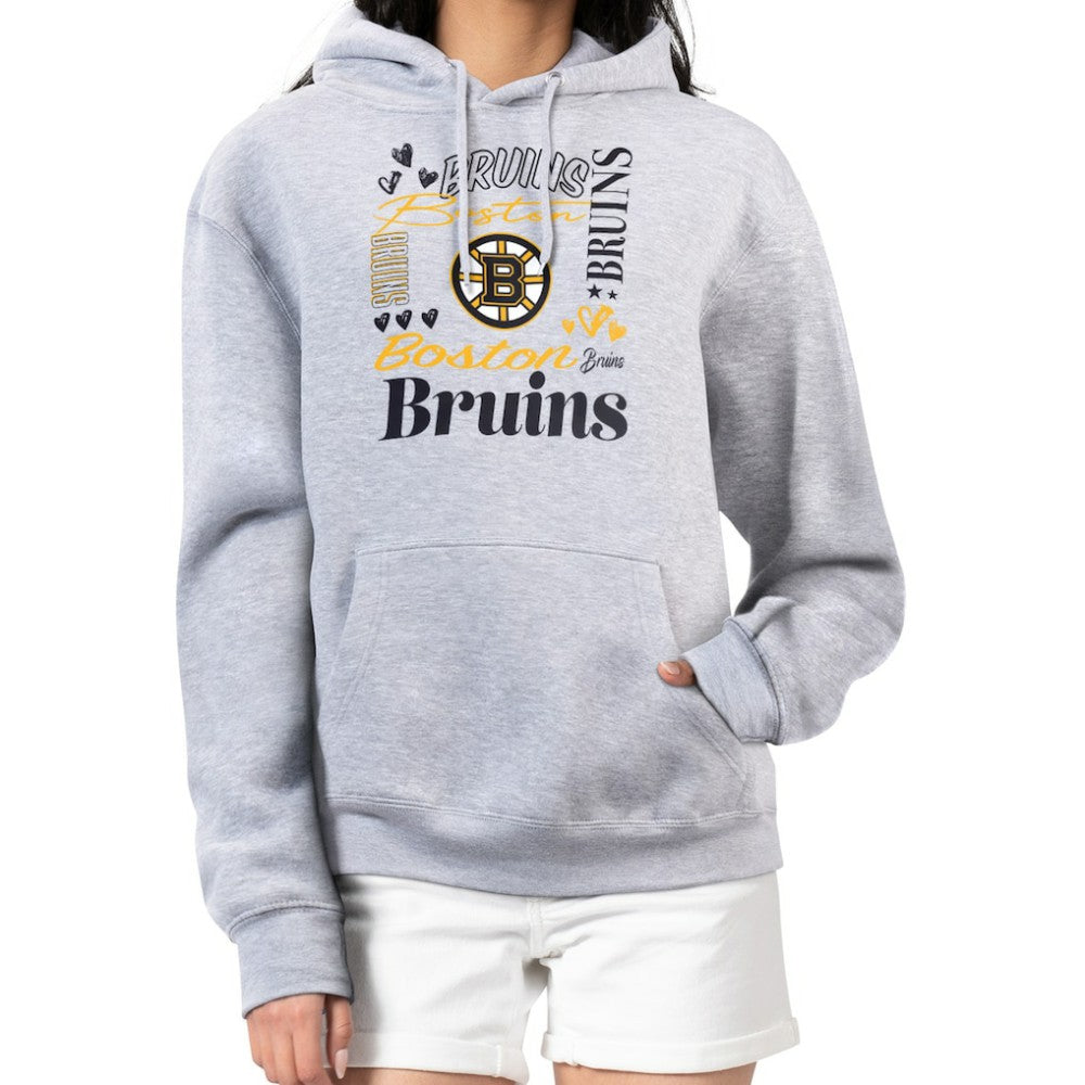 Boston Bruins G-III 4Her by Carl Banks Women's Collage Team Graphic Fleece Pullover Hoodie Heather Gray