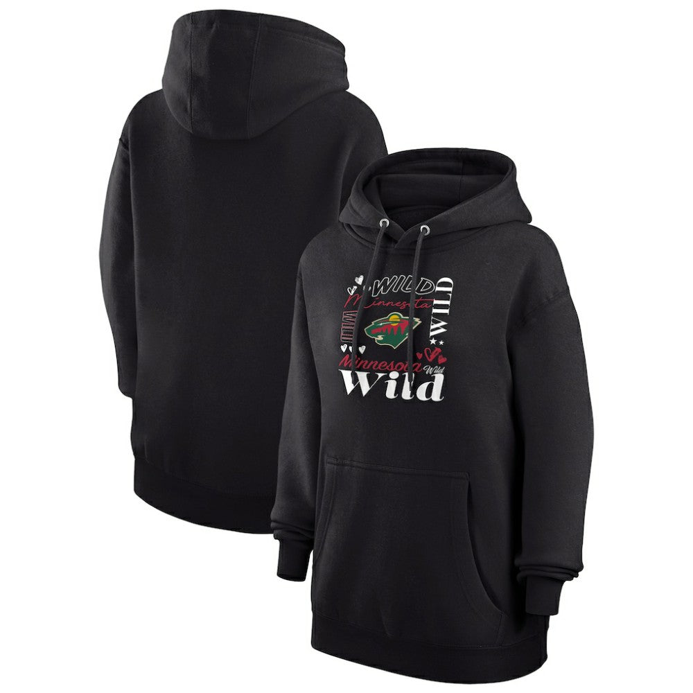 Minnesota Wild - G-III 4Her by Carl Banks Women's Collage Team Graphic Tri-Blend Fleece Pullover Hoodie Black