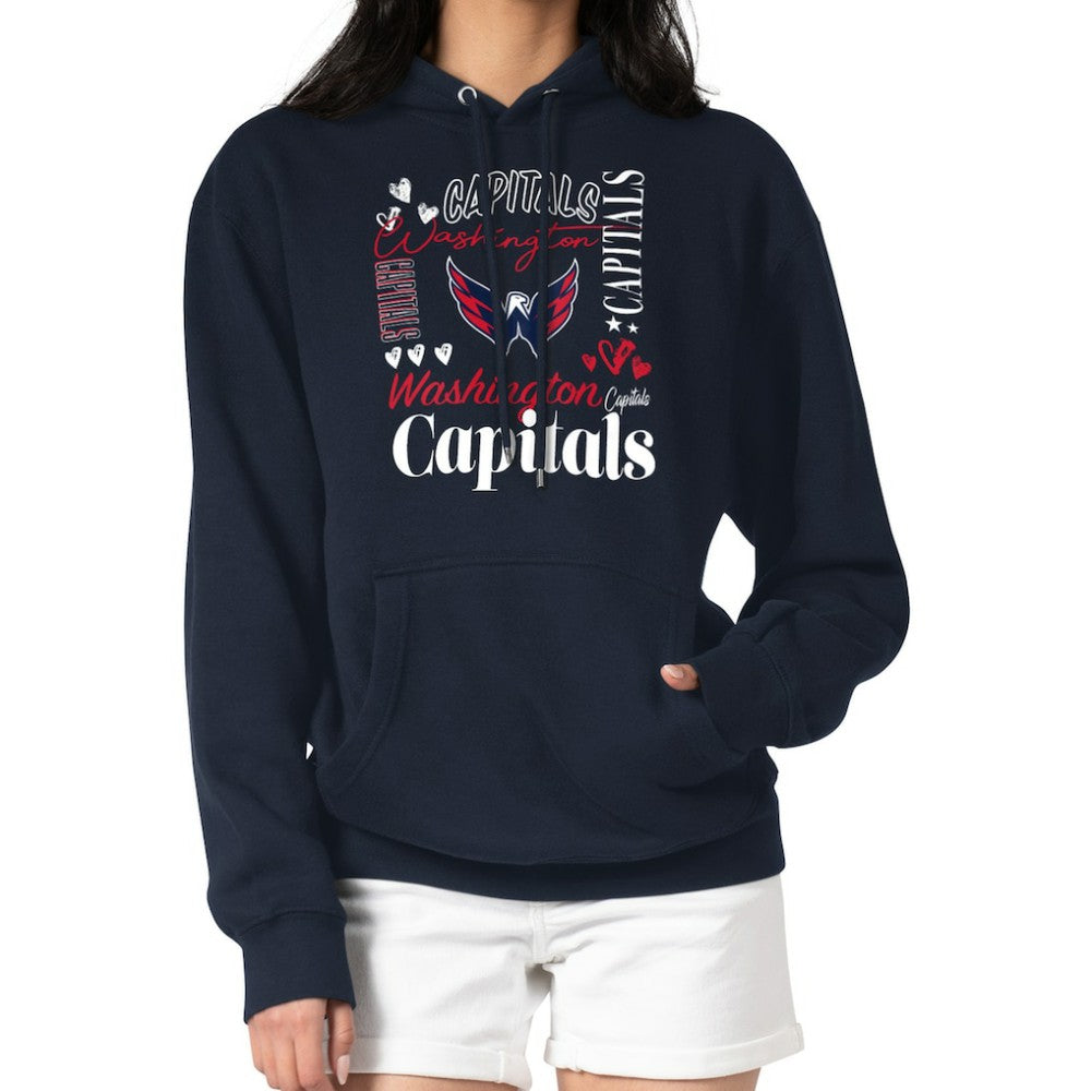 Washington Capitals G-III 4Her by Carl Banks Women's Collage Team Graphic Tri-Blend Fleece Pullover Hoodie Navy