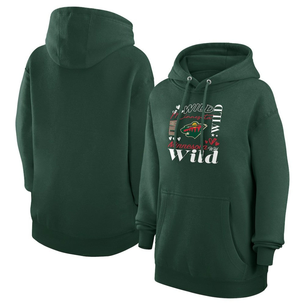 Minnesota Wild - G-III 4Her by Carl Banks Women's Collage Team Graphic Tri-Blend Fleece Pullover Hoodie Olive