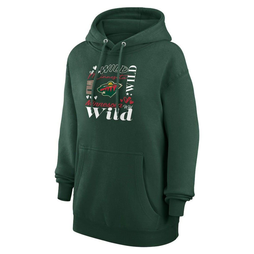 Minnesota Wild - G-III 4Her by Carl Banks Women's Collage Team Graphic Tri-Blend Fleece Pullover Hoodie Olive