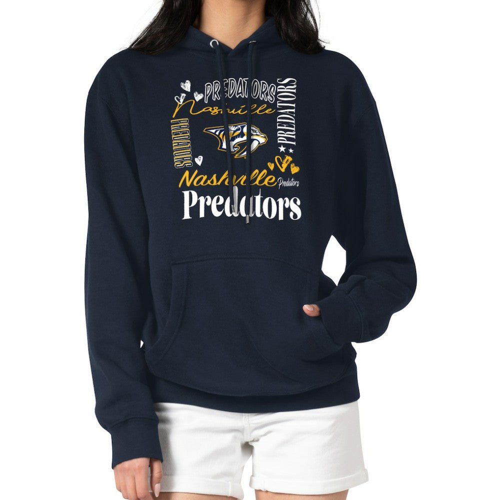 Nashville Predators - G-III 4Her by Carl Banks Women's Collage Team Graphic Tri-Blend Fleece Pullover Hoodie Navy
