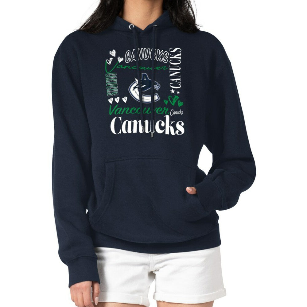 Vancouver Canucks - G-III 4Her by Carl Banks Women's Collage Team Graphic Tri-Blend Fleece Pullover Hoodie Navy