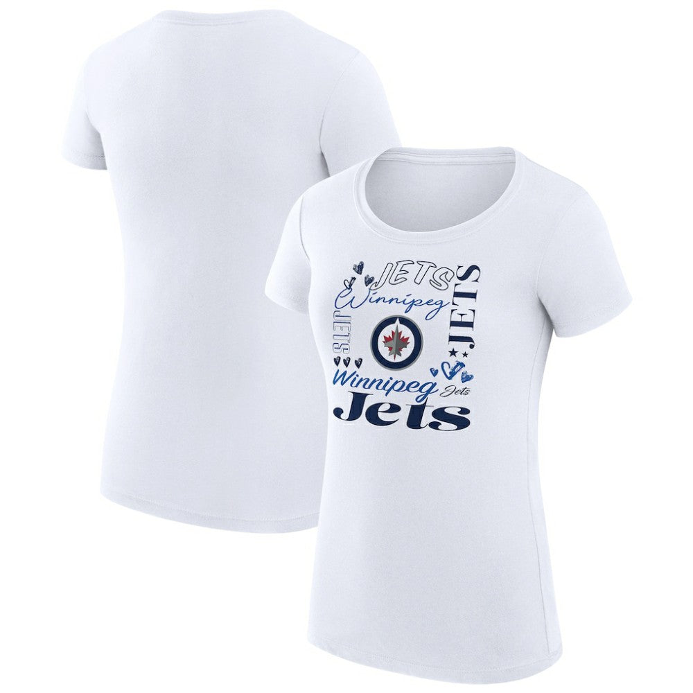 Winnipeg Jets - G-III 4Her by Carl Banks Women's Super-Slim Fit Lightweight Collage Team Graphic T-Shirt White