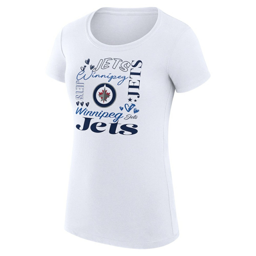 Winnipeg Jets - G-III 4Her by Carl Banks Women's Super-Slim Fit Lightweight Collage Team Graphic T-Shirt White
