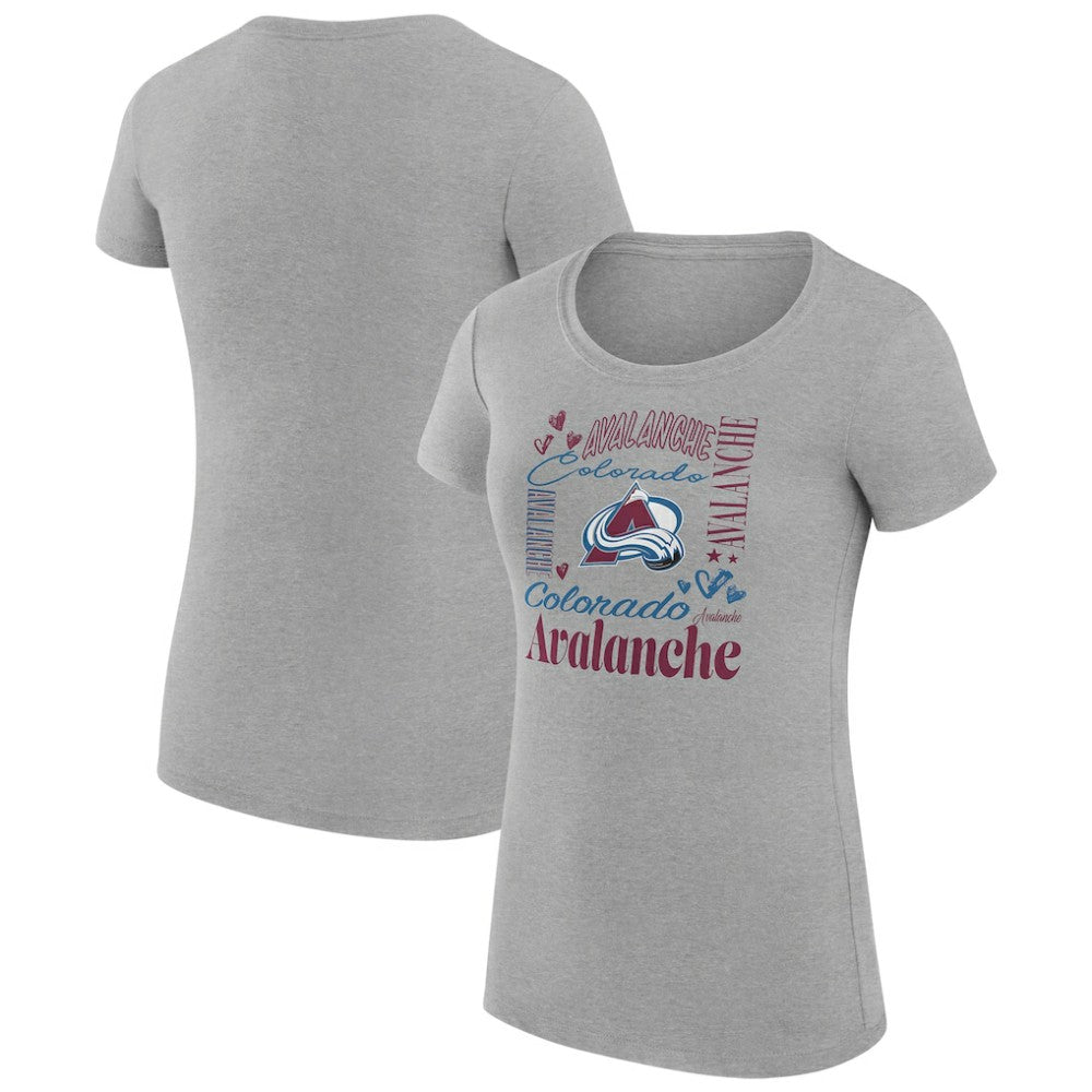 Colorado Avalanche - G-III 4Her by Carl Banks Women's Super-Slim Fit Lightweight Collage Team Graphic T-Shirt Heather Gray