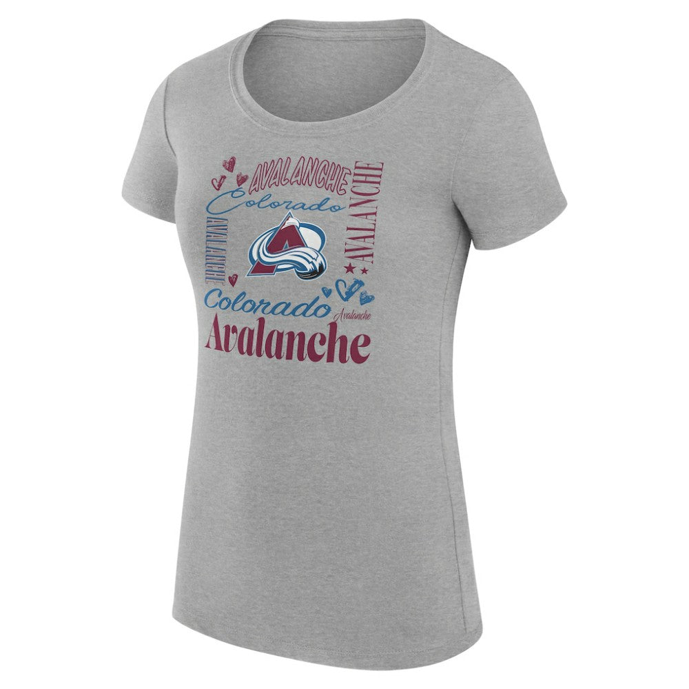 Colorado Avalanche - G-III 4Her by Carl Banks Women's Super-Slim Fit Lightweight Collage Team Graphic T-Shirt Heather Gray