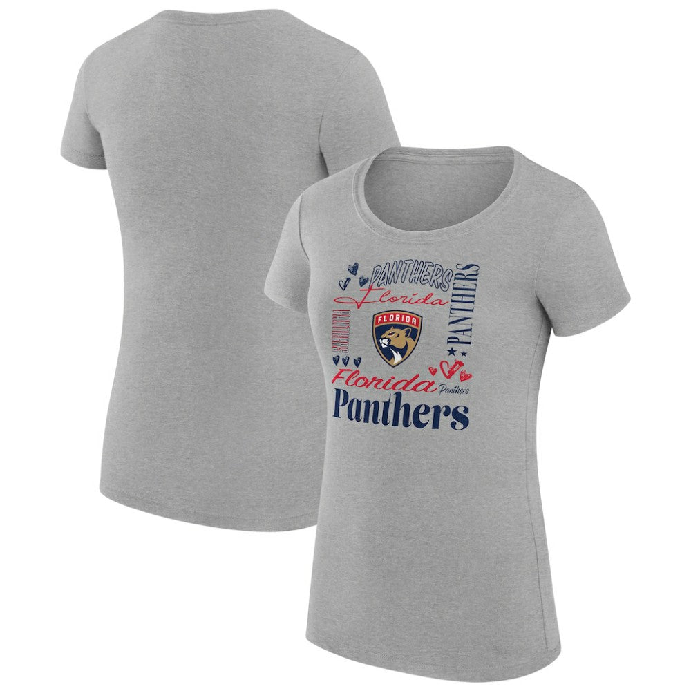 Florida Panthers - G-III 4Her by Carl Banks Women's Super-Slim Fit Lightweight Collage Team Graphic T-Shirt Heather Gray