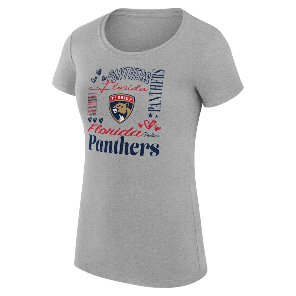 Florida Panthers - G-III 4Her by Carl Banks Women's Super-Slim Fit Lightweight Collage Team Graphic T-Shirt Heather Gray