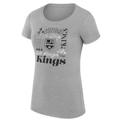 Los Angeles Kings - G-III 4Her by Carl Banks Women's Super-Slim Fit Lightweight Collage Team Graphic T-Shirt Heather Gray