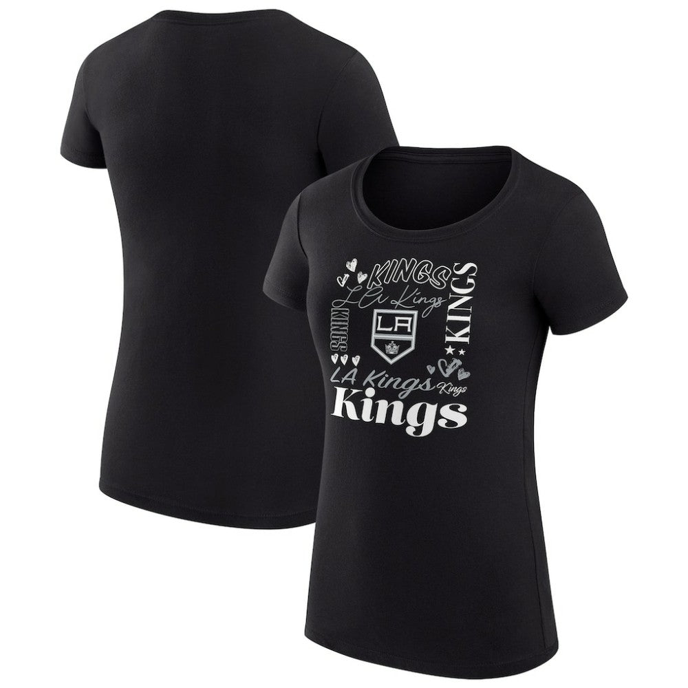 Los Angeles Kings - G-III 4Her by Carl Banks Women's Super-Slim Fit Lightweight Collage Team Graphic T-Shirt Black