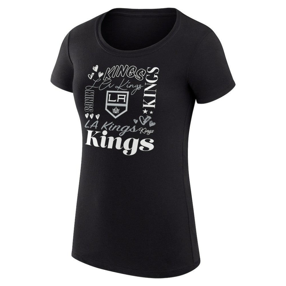 Los Angeles Kings - G-III 4Her by Carl Banks Women's Super-Slim Fit Lightweight Collage Team Graphic T-Shirt Black
