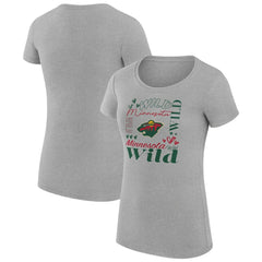 Minnesota Wild - G-III 4Her by Carl Banks Women's Super-Slim Fit Lightweight Collage Team Graphic T-Shirt Heather Gray