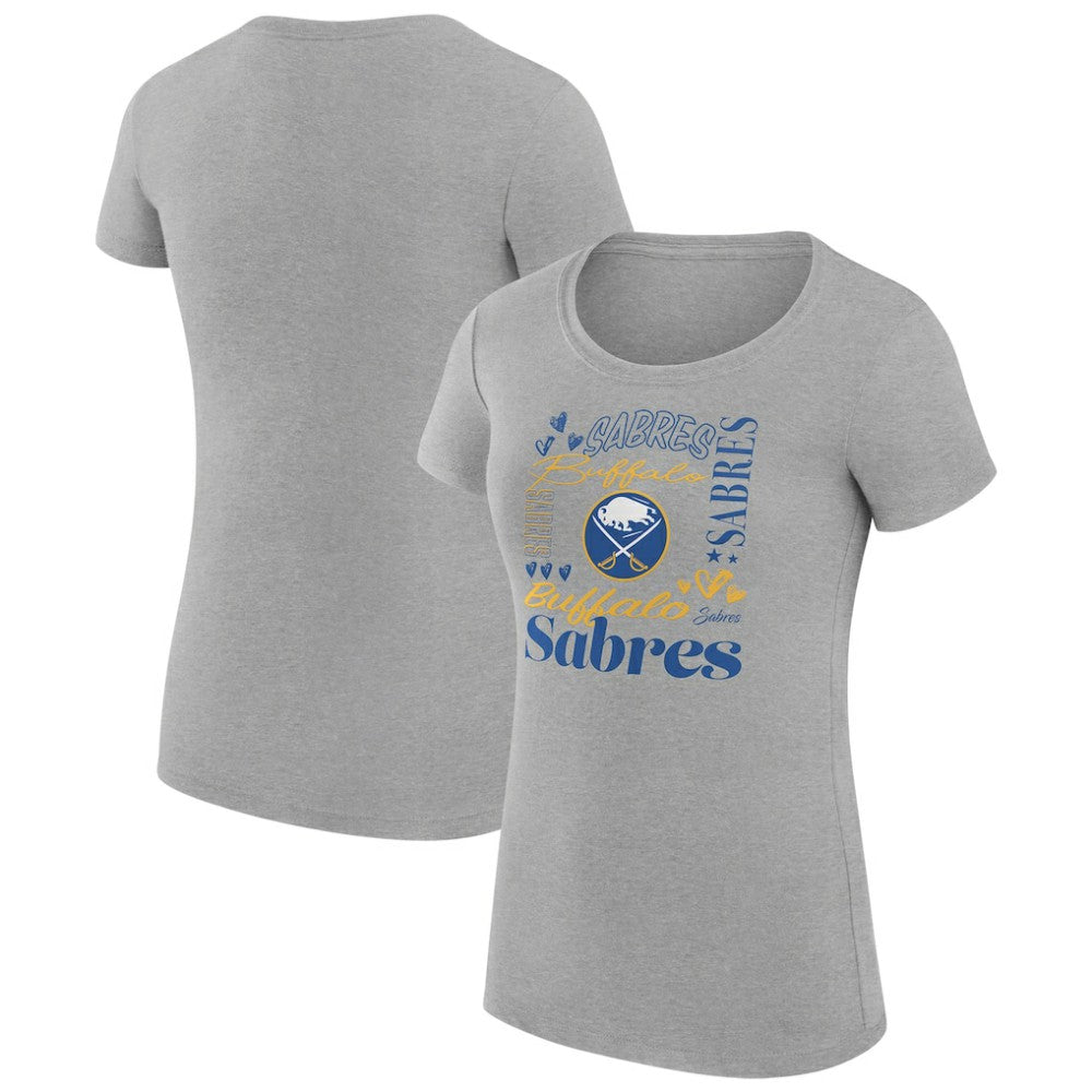 Buffalo Sabres - G-III 4Her by Carl Banks Women's Super-Slim Fit Lightweight Collage Team Graphic T-Shirt Heather Gray