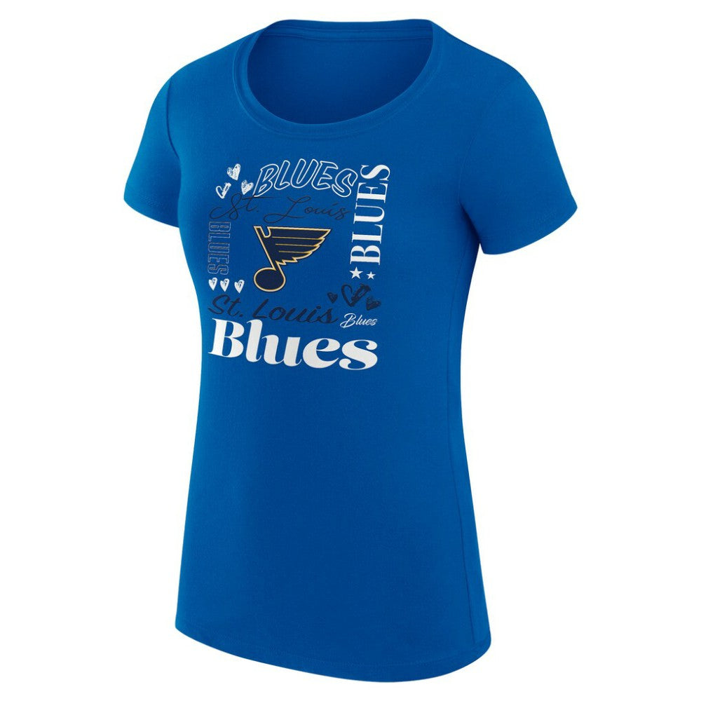 St. Louis Blues - G-III 4Her by Carl Banks Women's Super-Slim Fit Lightweight Collage Team Graphic T-Shirt Blue