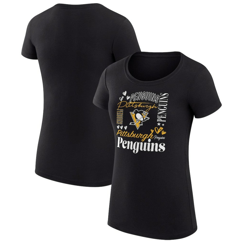 Pittsburgh Penguins G-III 4Her by Carl Banks Women's Super-Slim Fit Lightweight Collage Team Graphic T-Shirt Black
