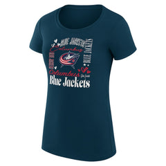 Columbus Blue Jackets - G-III 4Her by Carl Banks Women's Super-Slim Fit Lightweight Collage Team Graphic T-Shirt Navy