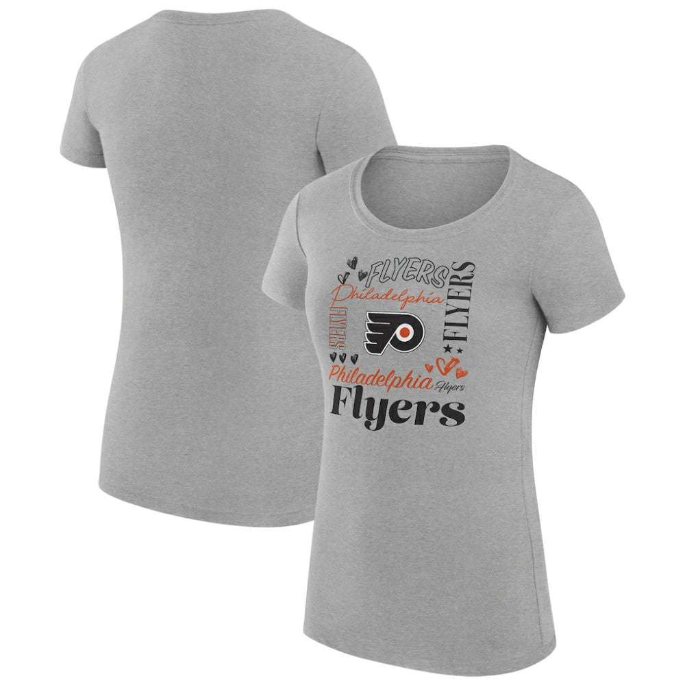 Philadelphia Flyers - G-III 4Her by Carl Banks Women's Super-Slim Fit Lightweight Collage Team Graphic T-Shirt Heather Gray