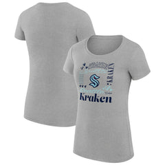 Seattle Kraken G-III 4Her by Carl Banks Women's Super-Slim Fit Lightweight Collage Team Graphic T-Shirt Heather Gray