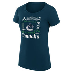 Vancouver Canucks - G-III 4Her by Carl Banks Women's Super-Slim Fit Lightweight Collage Team Graphic T-Shirt Navy