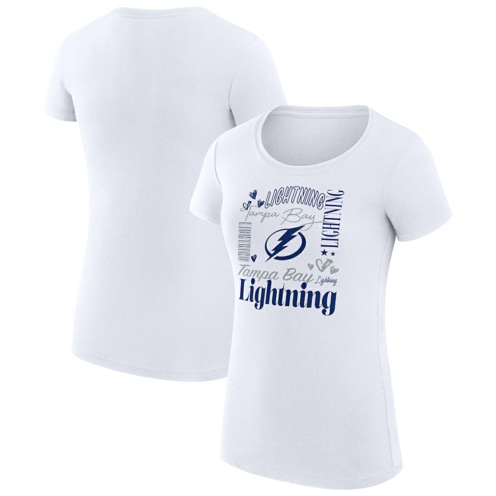 Tampa Bay Lightning - G-III 4Her by Carl Banks Women's Super-Slim Fit Lightweight Collage Team Graphic T-Shirt White