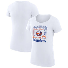 New York Islanders - G-III 4Her by Carl Banks Women's Super-Slim Fit Lightweight Collage Team Graphic T-Shirt White