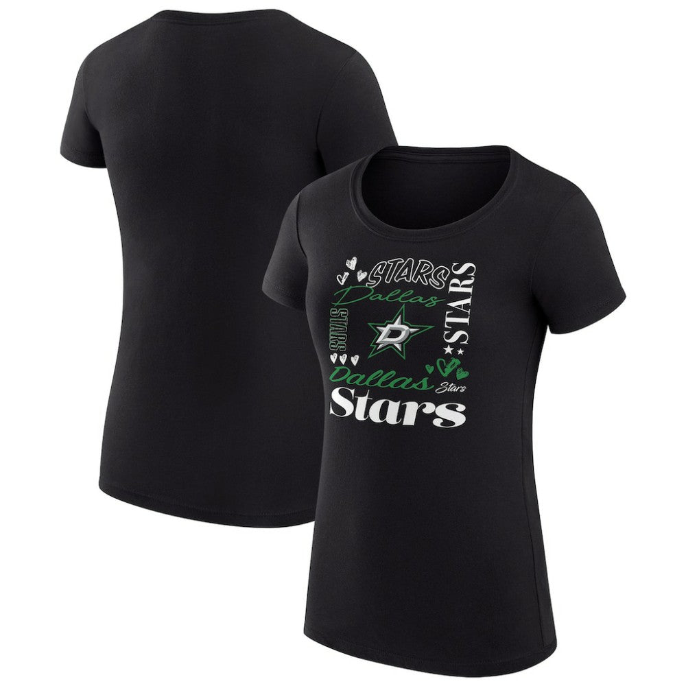 Dallas Stars - G-III 4Her by Carl Banks Women's Super-Slim Fit Lightweight Collage Team Graphic T-Shirt Black