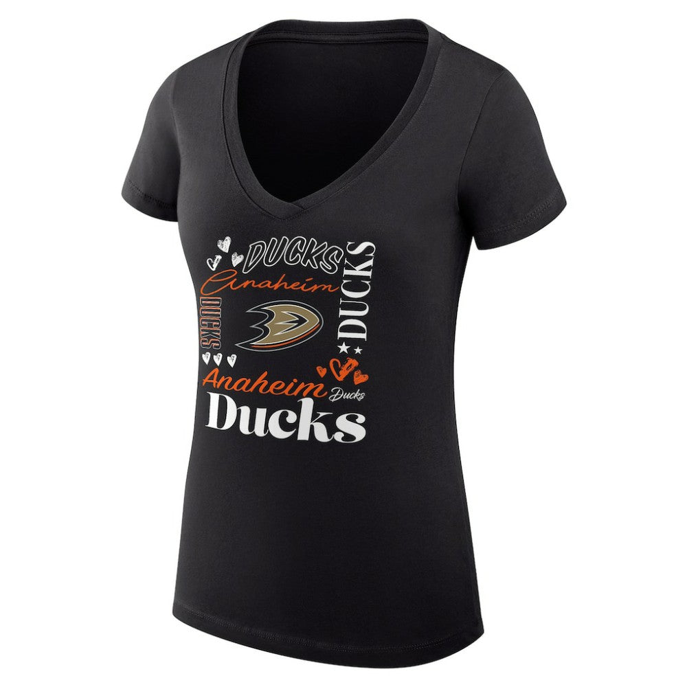 Anaheim Ducks - G-III 4Her by Carl Banks Women's Super-Slim Fit Lightweight Collage Team Graphic T-Shirt Black