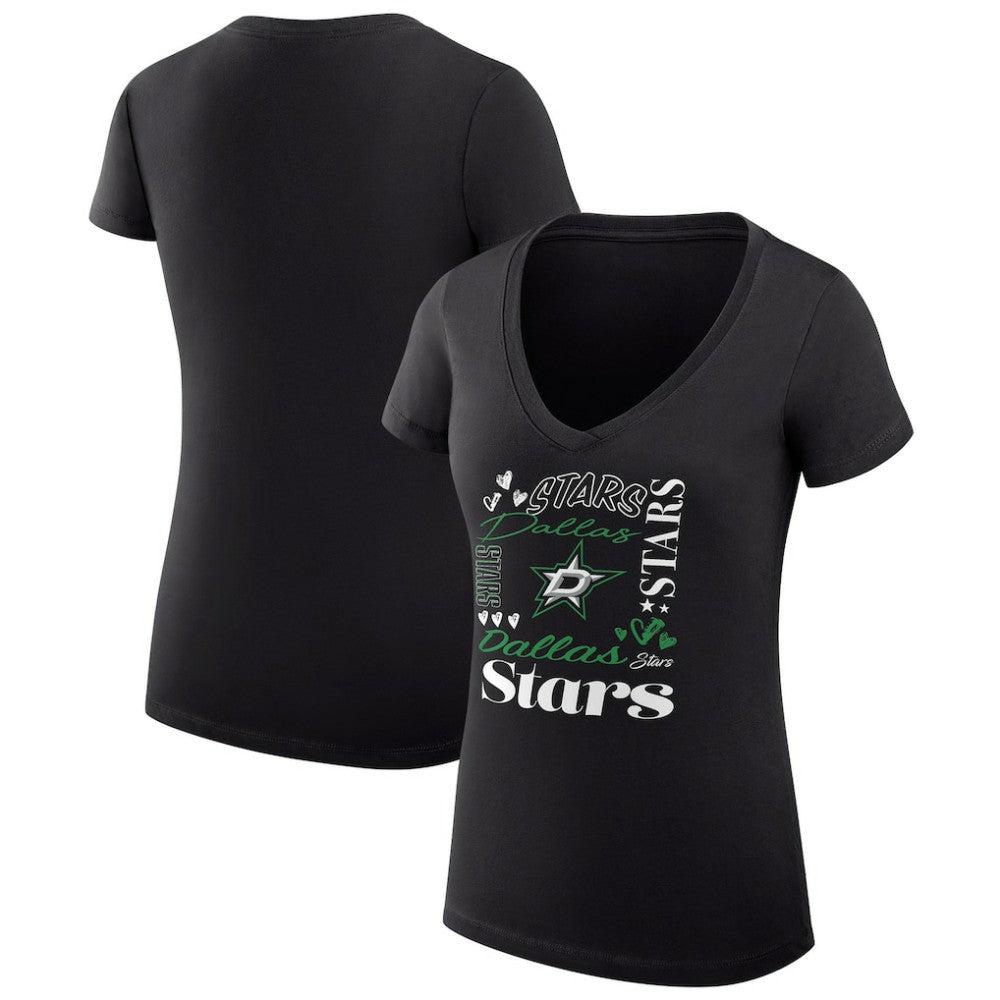 Dallas Stars - G-III 4Her by Carl Banks Women's Super-Slim Fit Lightweight Collage Team Graphic T-Shirt Black