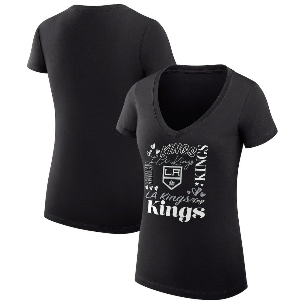 Los Angeles Kings - G-III 4Her by Carl Banks Women's Super-Slim Fit Lightweight Collage Team Graphic T-Shirt Black