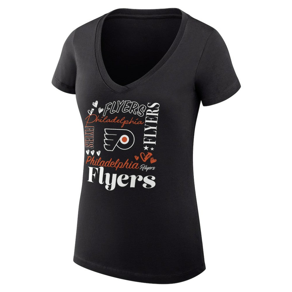 Philadelphia Flyers - G-III 4Her by Carl Banks Women's Super-Slim Fit Lightweight Collage Team Graphic T-Shirt Black