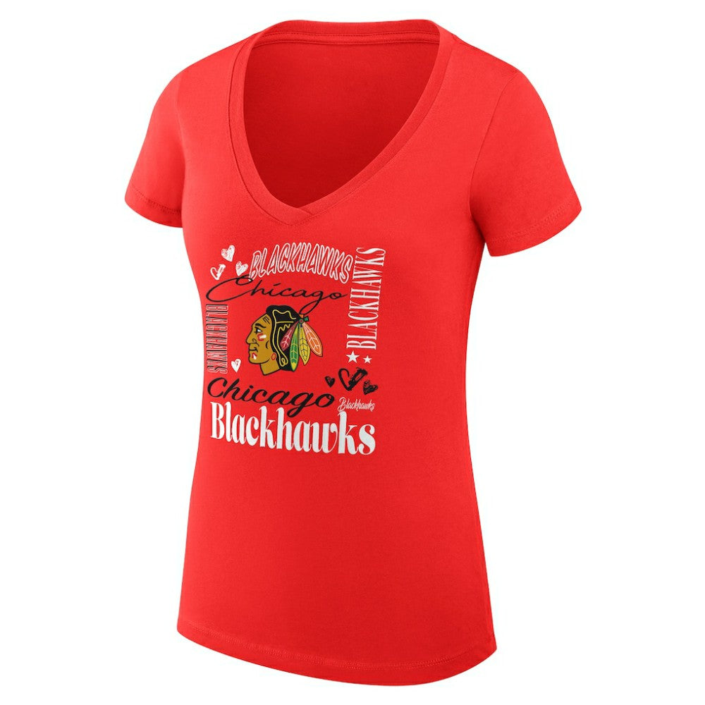Chicago Blackhawks G-III 4Her by Carl Banks Women's Super-Slim Fit Lightweight Collage Team Graphic T-Shirt Red
