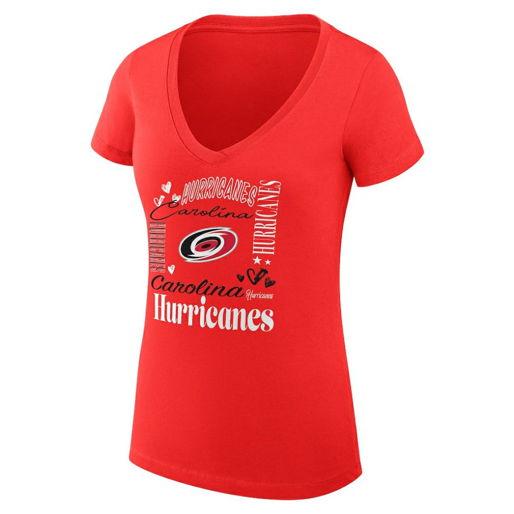 Carolina Hurricanes - G-III 4Her by Carl Banks Women's Super-Slim Fit Lightweight Collage Team Graphic T-Shirt Red