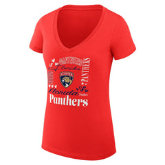 Florida Panthers - G-III 4Her by Carl Banks Women's Super-Slim Fit Lightweight Collage Team Graphic T-Shirt Red