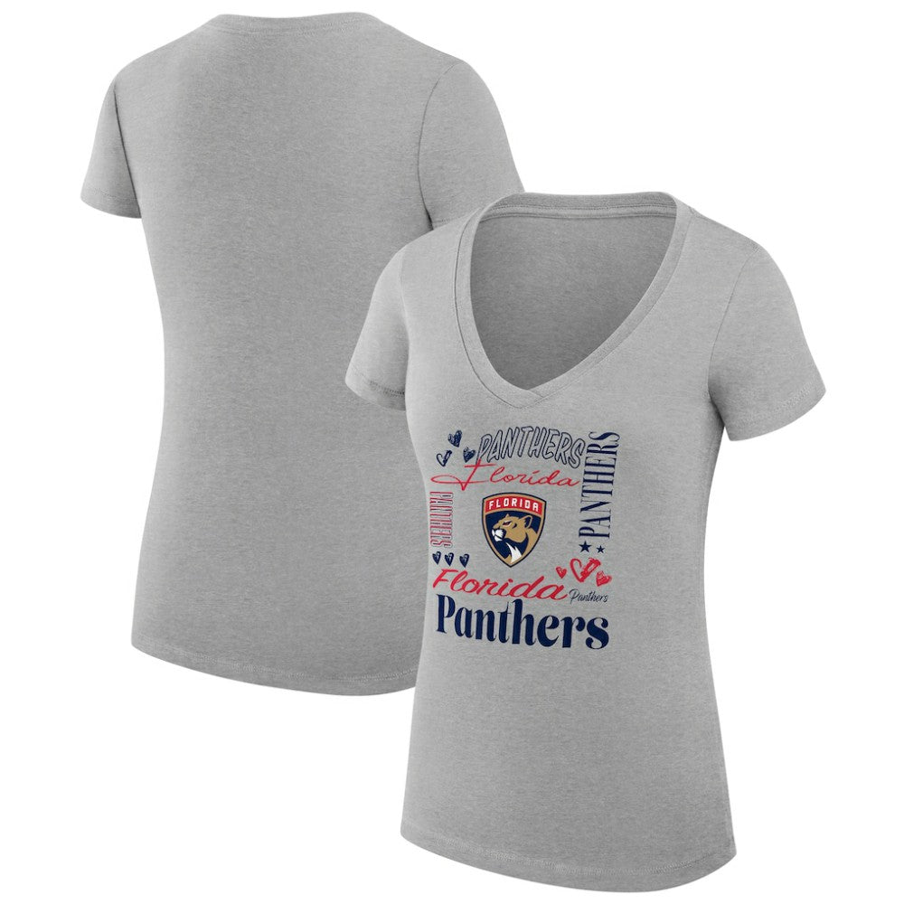 Florida Panthers - G-III 4Her by Carl Banks Women's Super-Slim Fit Lightweight Collage Team Graphic T-Shirt Heather Gray