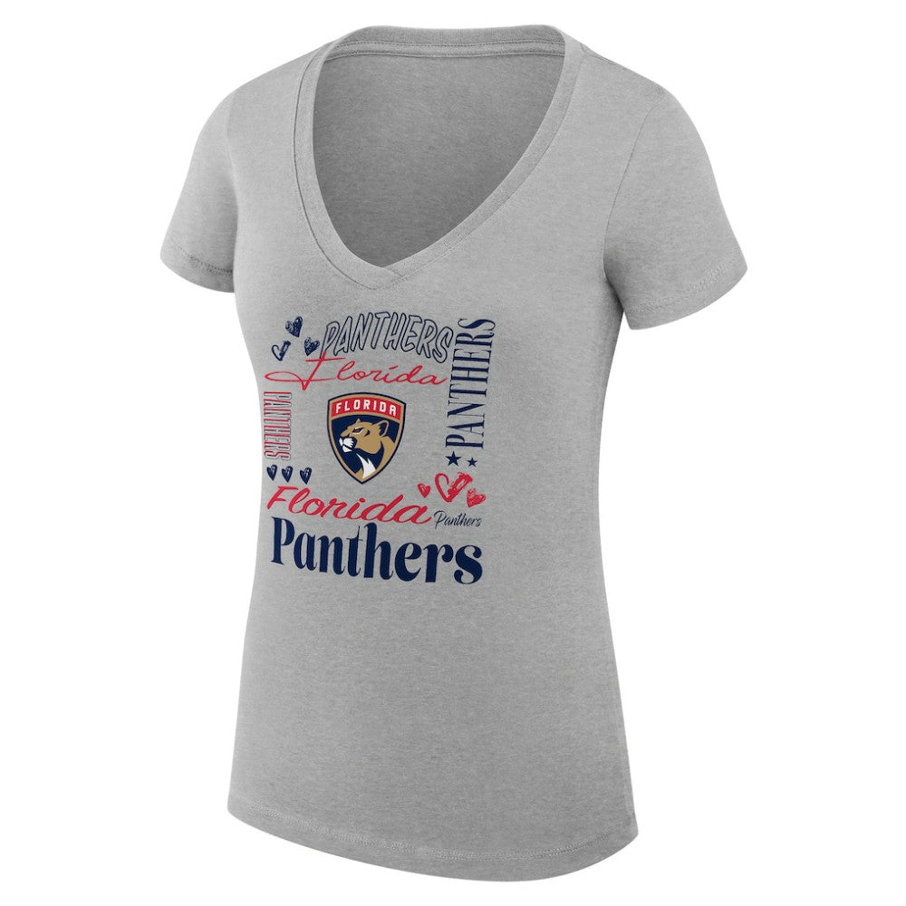 Florida Panthers - G-III 4Her by Carl Banks Women's Super-Slim Fit Lightweight Collage Team Graphic T-Shirt Heather Gray