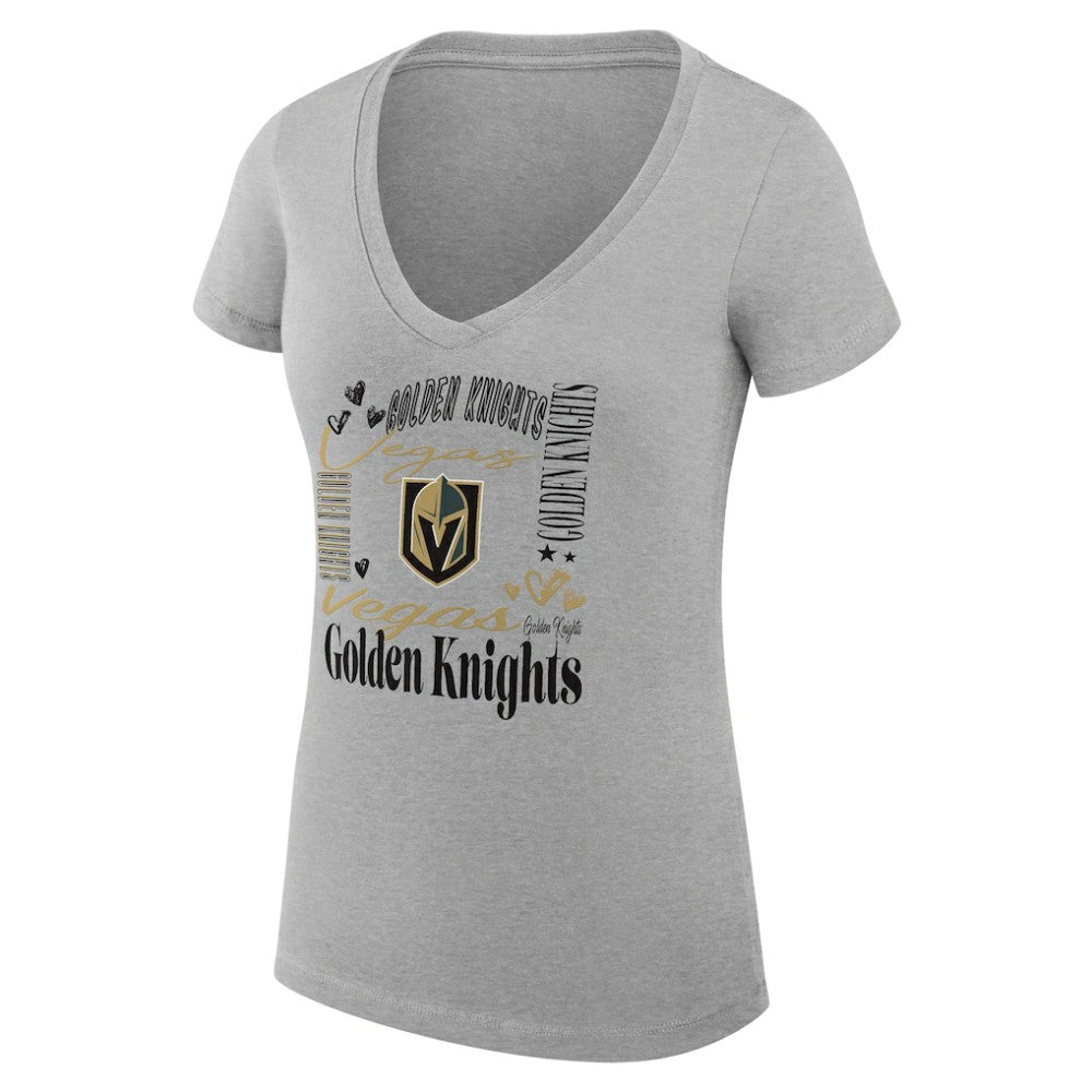 Vegas Golden Knights G-III 4Her by Carl Banks Women's Super-Slim Fit Lightweight Collage Team Graphic T-Shirt Heather Gray