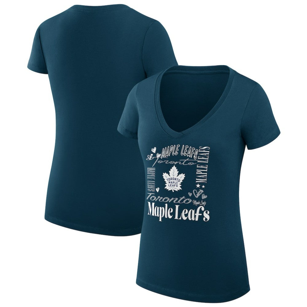 Toronto Maple Leafs - G-III 4Her by Carl Banks Women's Super-Slim Fit Lightweight Collage Team Graphic T-Shirt Blue