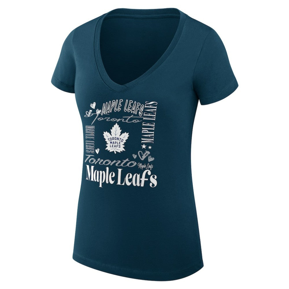 Toronto Maple Leafs - G-III 4Her by Carl Banks Women's Super-Slim Fit Lightweight Collage Team Graphic T-Shirt Blue
